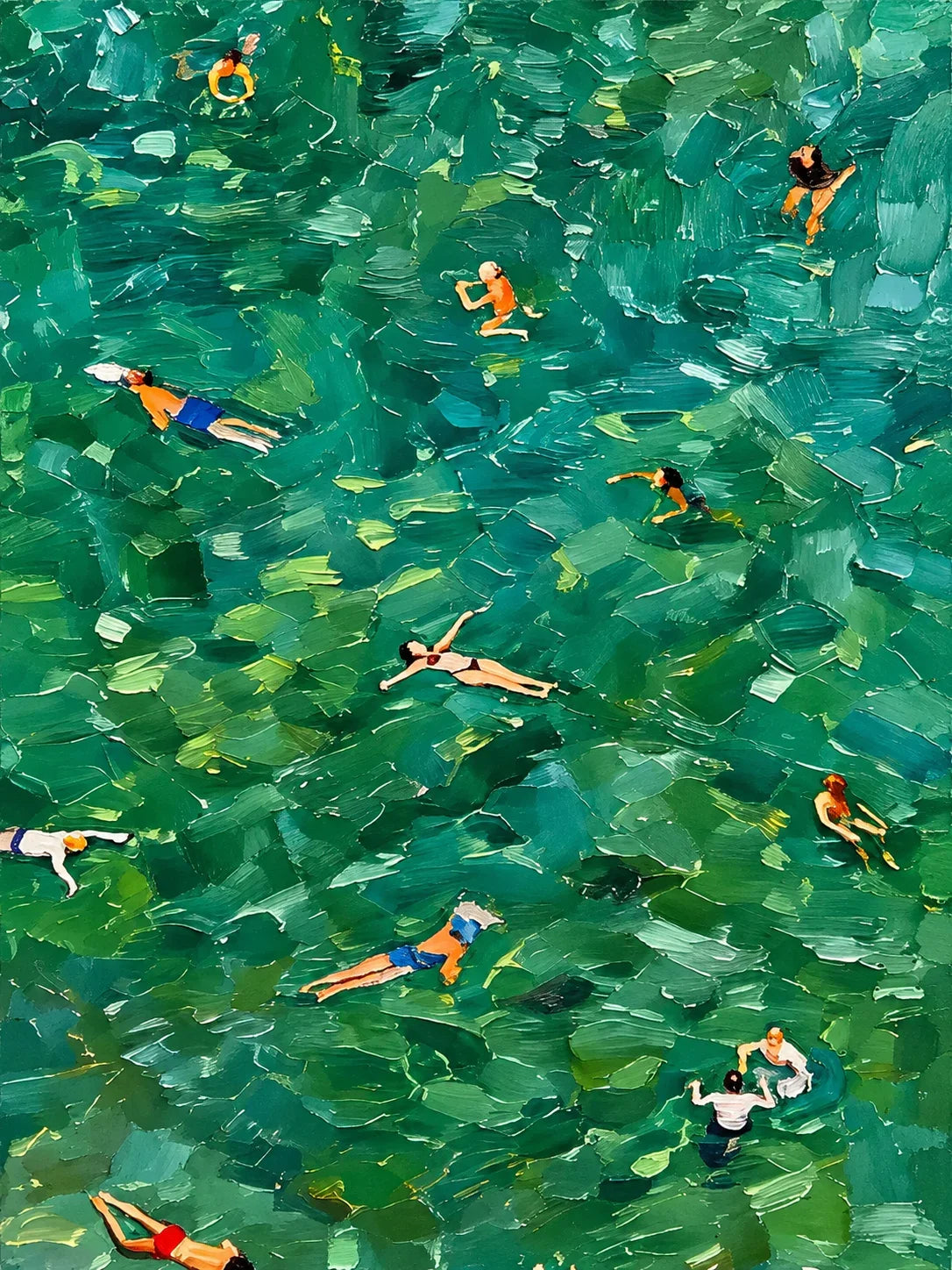 Emerald Bathers Figure Wall Art artwork view | Olyrel