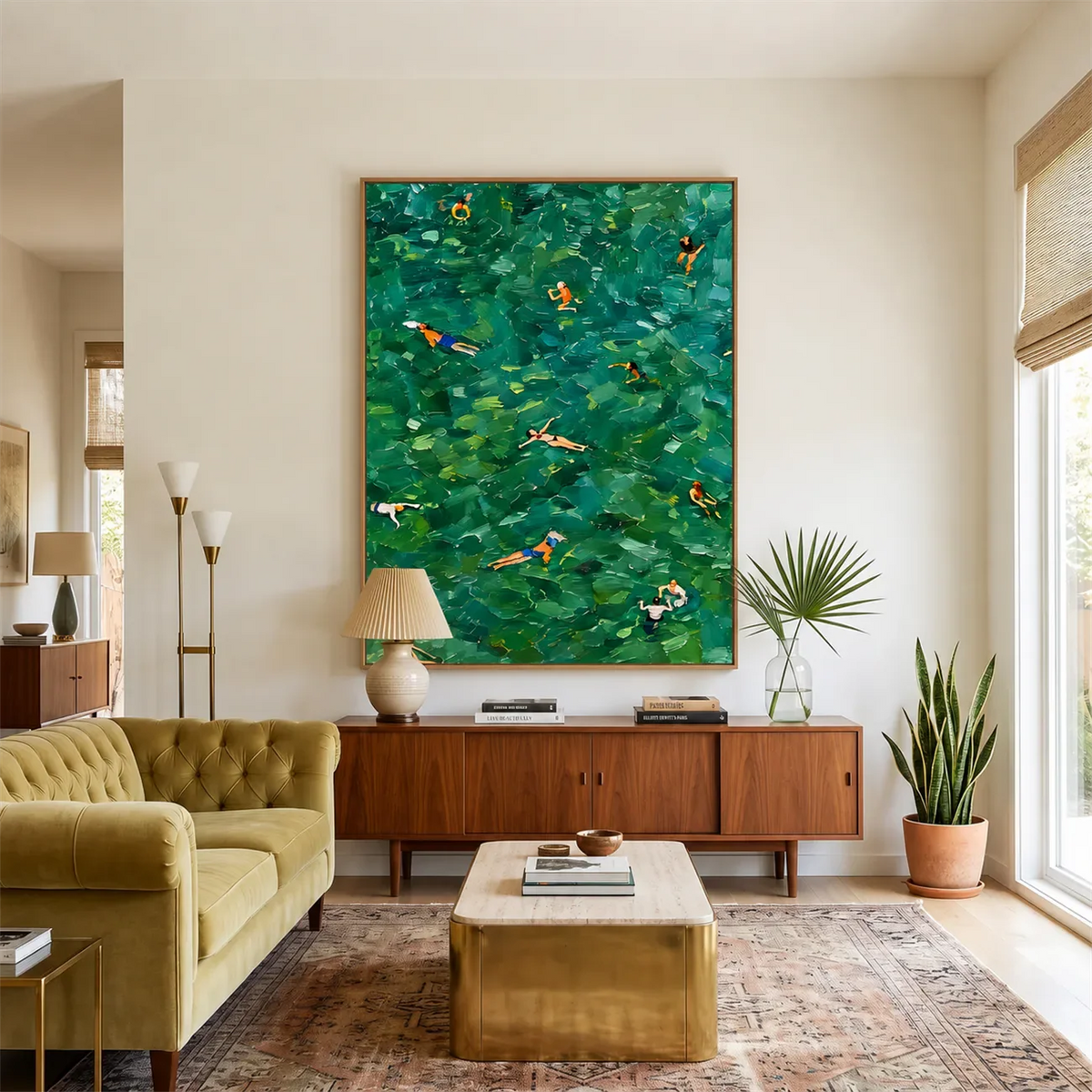 Emerald Bathers Figure Wall Art styled interior scene 1 | Olyrel
