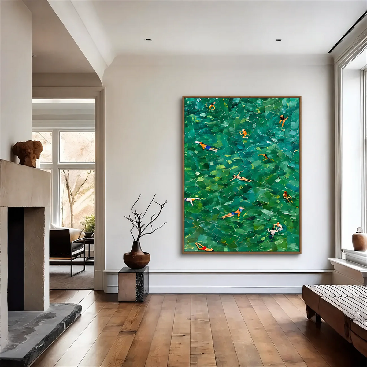 Emerald Bathers Figure Wall Art styled interior scene 3 | Olyrel