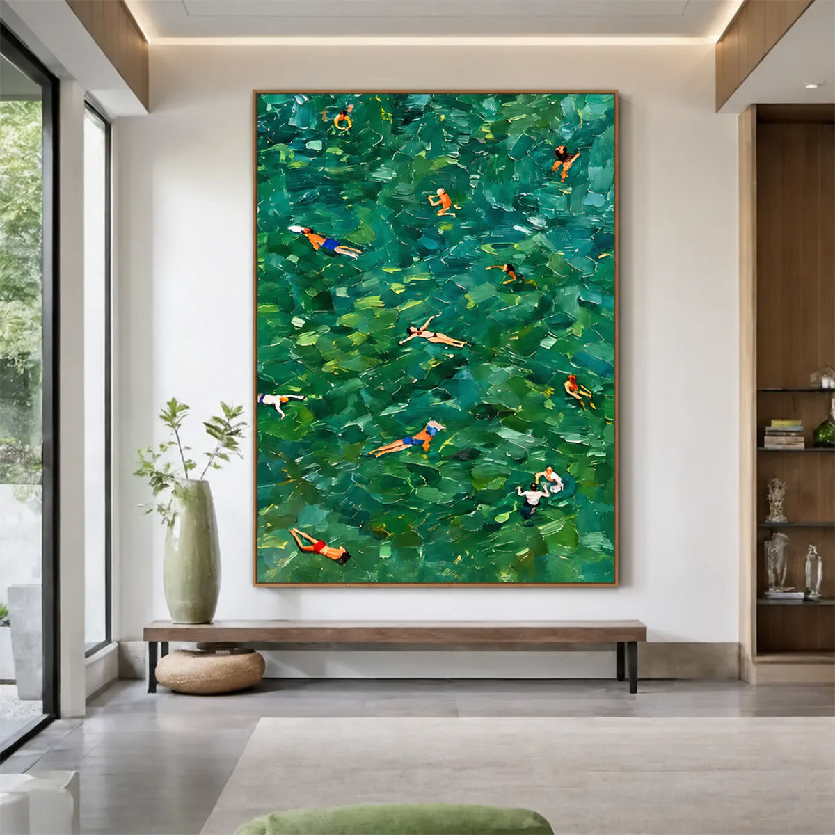 Emerald Bathers Figure Wall Art styled interior scene 4 | Olyrel