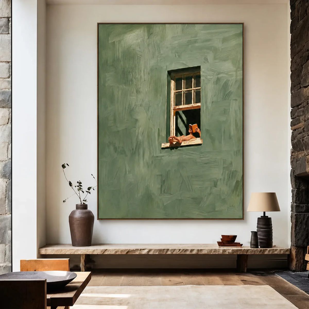 Sage Window Reader Wall Art styled interior scene 1 | Olyrel
