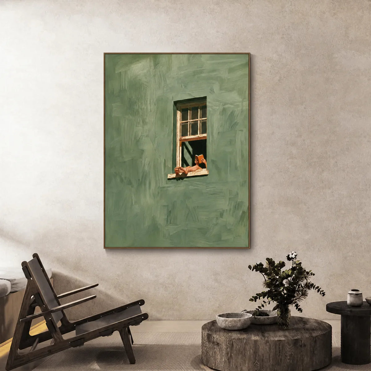 Sage Window Reader Wall Art styled interior scene 2 | Olyrel