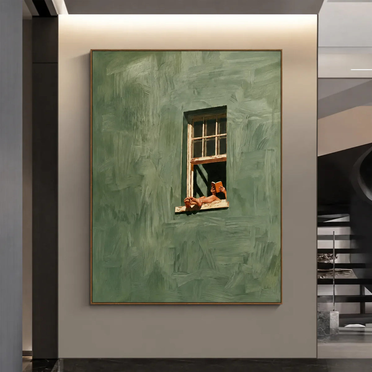 Sage Window Reader Wall Art styled interior scene 4 | Olyrel