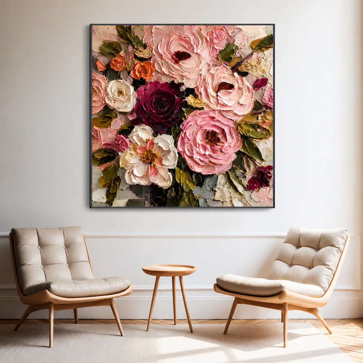 Velvet Rose Garden Textured Wall Art styled interior scene 1 | Olyrel