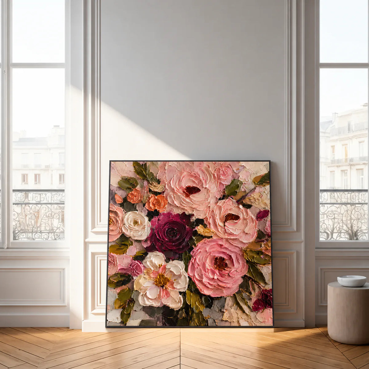 Velvet Rose Garden Textured Wall Art styled interior scene 4 | Olyrel