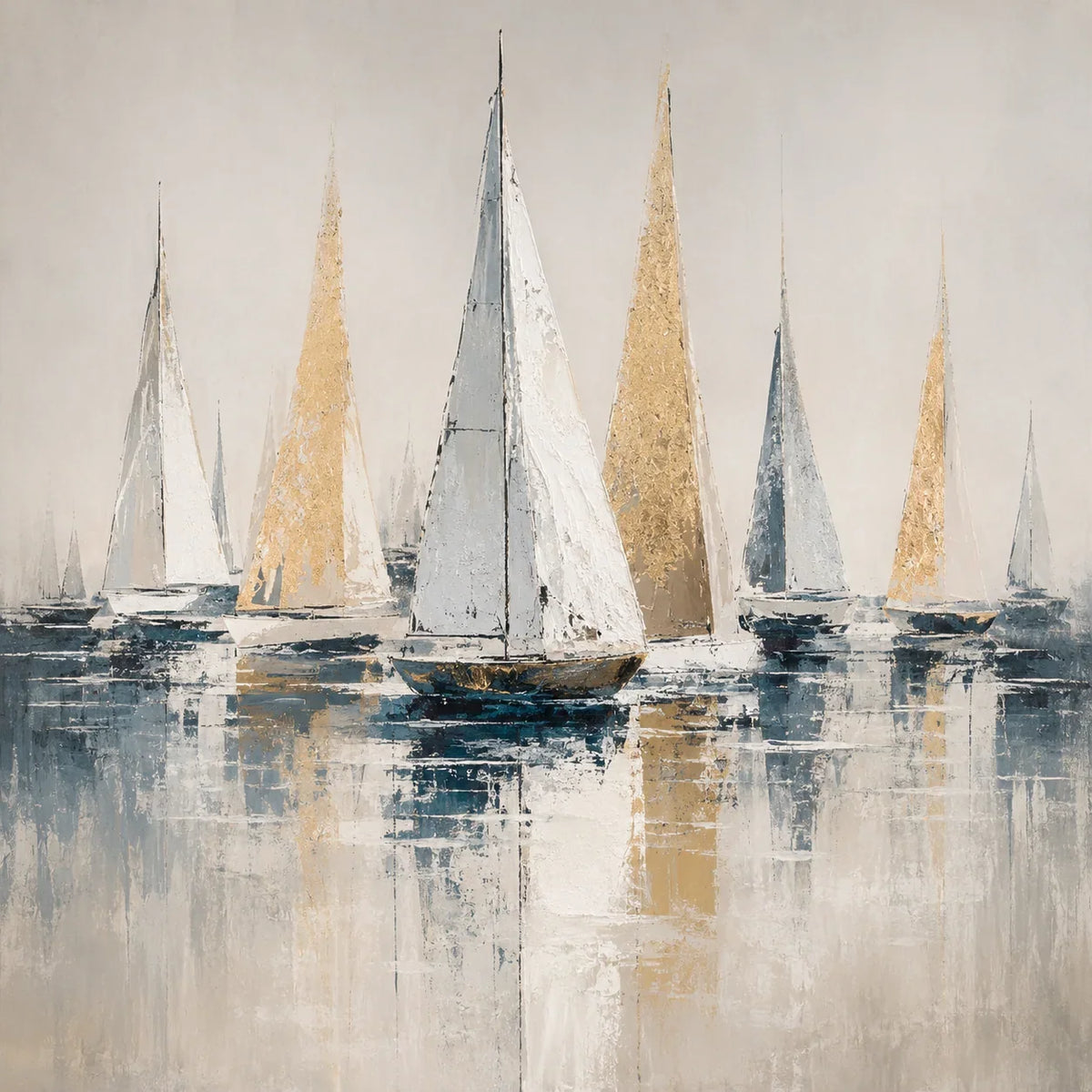 Original artwork view of Golden Sails Ocean Wall Art | Olyrel