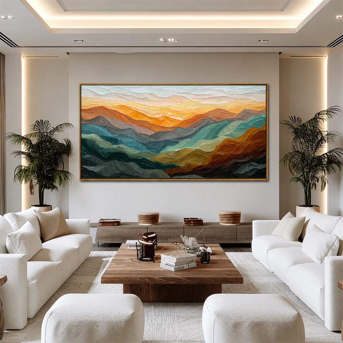 Golden Ridges Panoramic Wall Art styled interior scene 1 | Olyrel