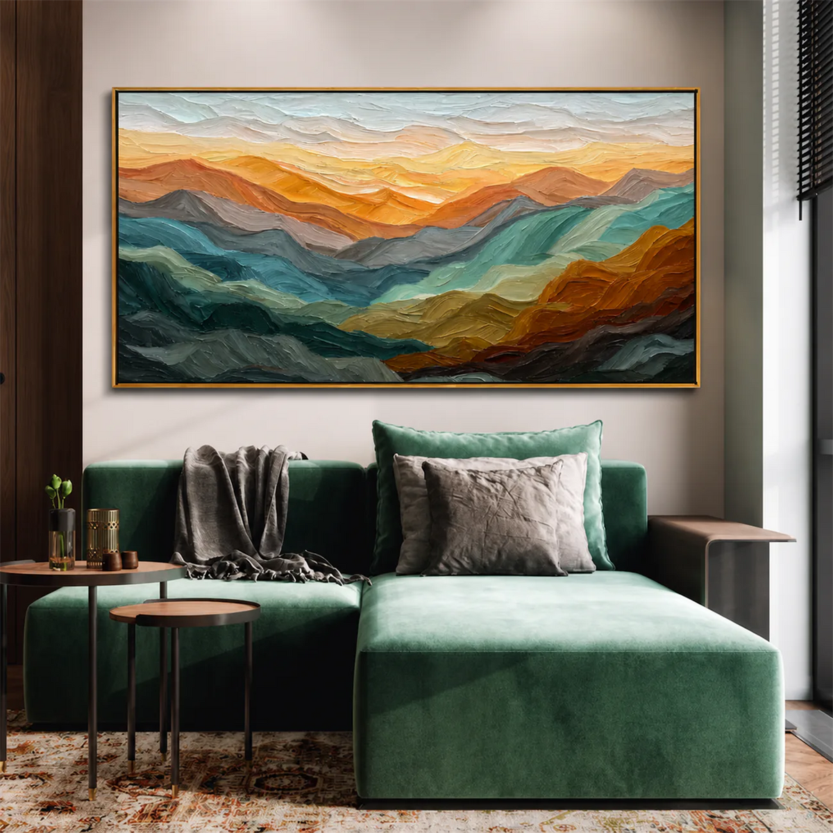 Golden Ridges Panoramic Wall Art styled interior scene 3 | Olyrel