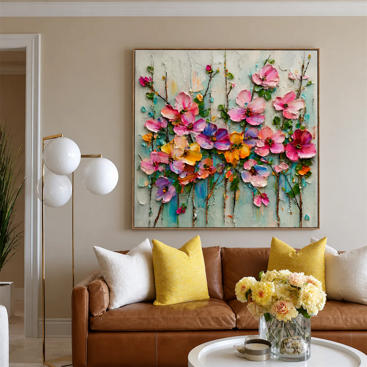 Candy Bloom Floral Wall Art styled interior scene 4 | Olyrel