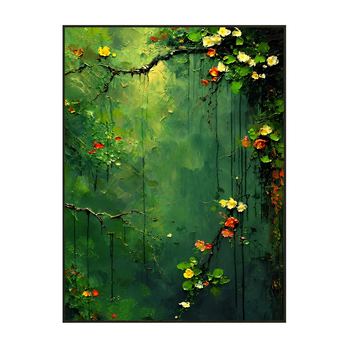 Emerald Blossom Cascade Textured Wall Art | Olyrel
