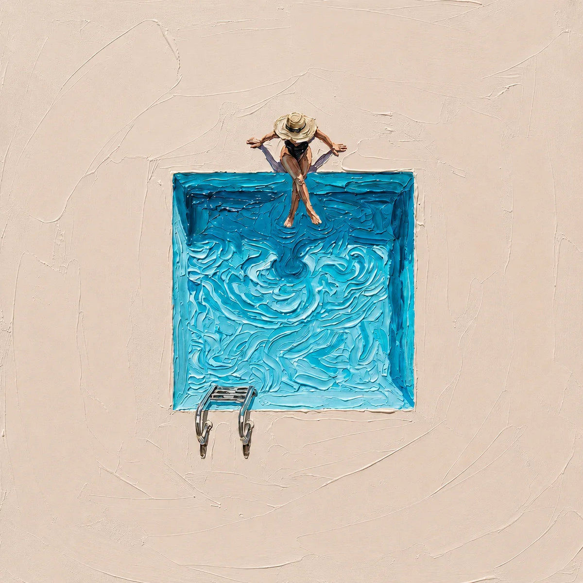 Poolside Pause Textured Wall Art artwork view | Olyrel
