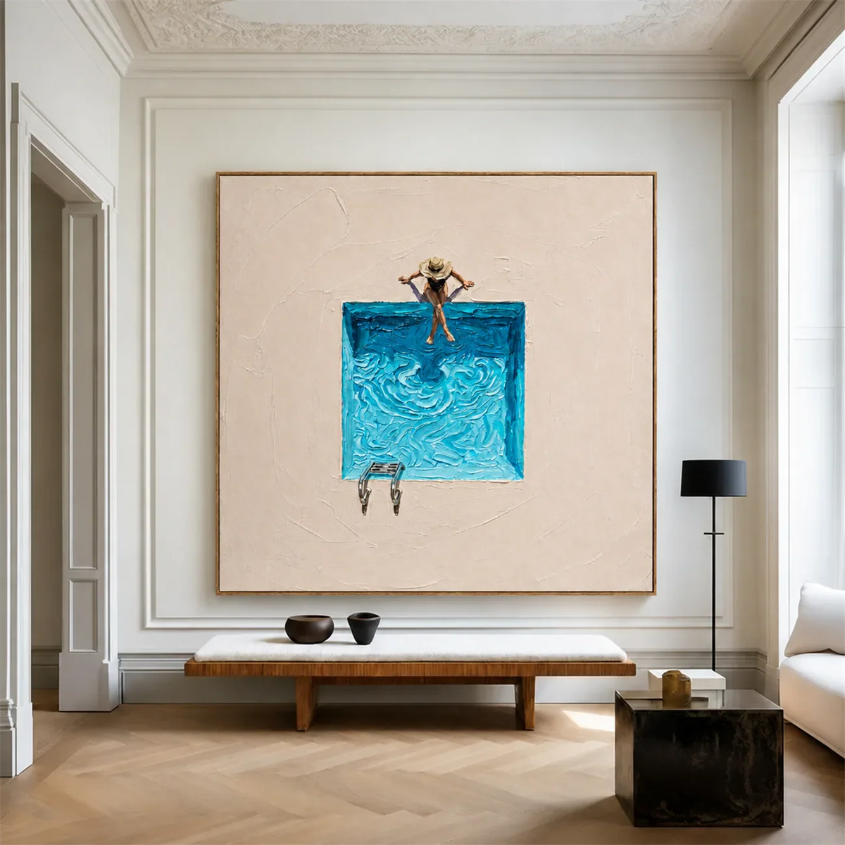 Poolside Pause Textured Wall Art styled interior scene 1 | Olyrel