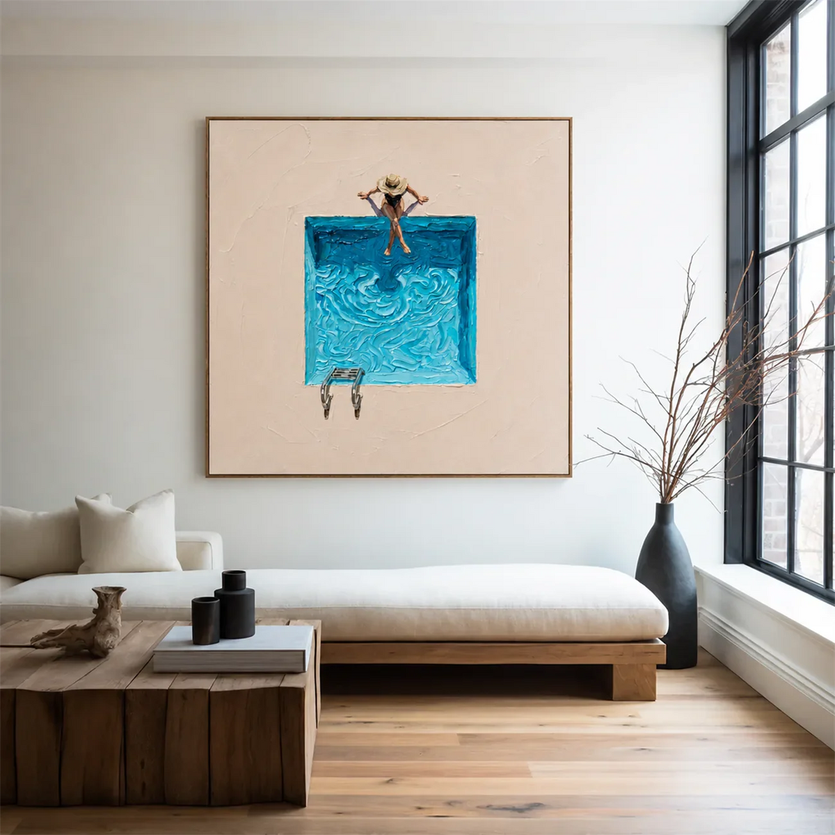 Poolside Pause Textured Wall Art styled interior scene 2 | Olyrel