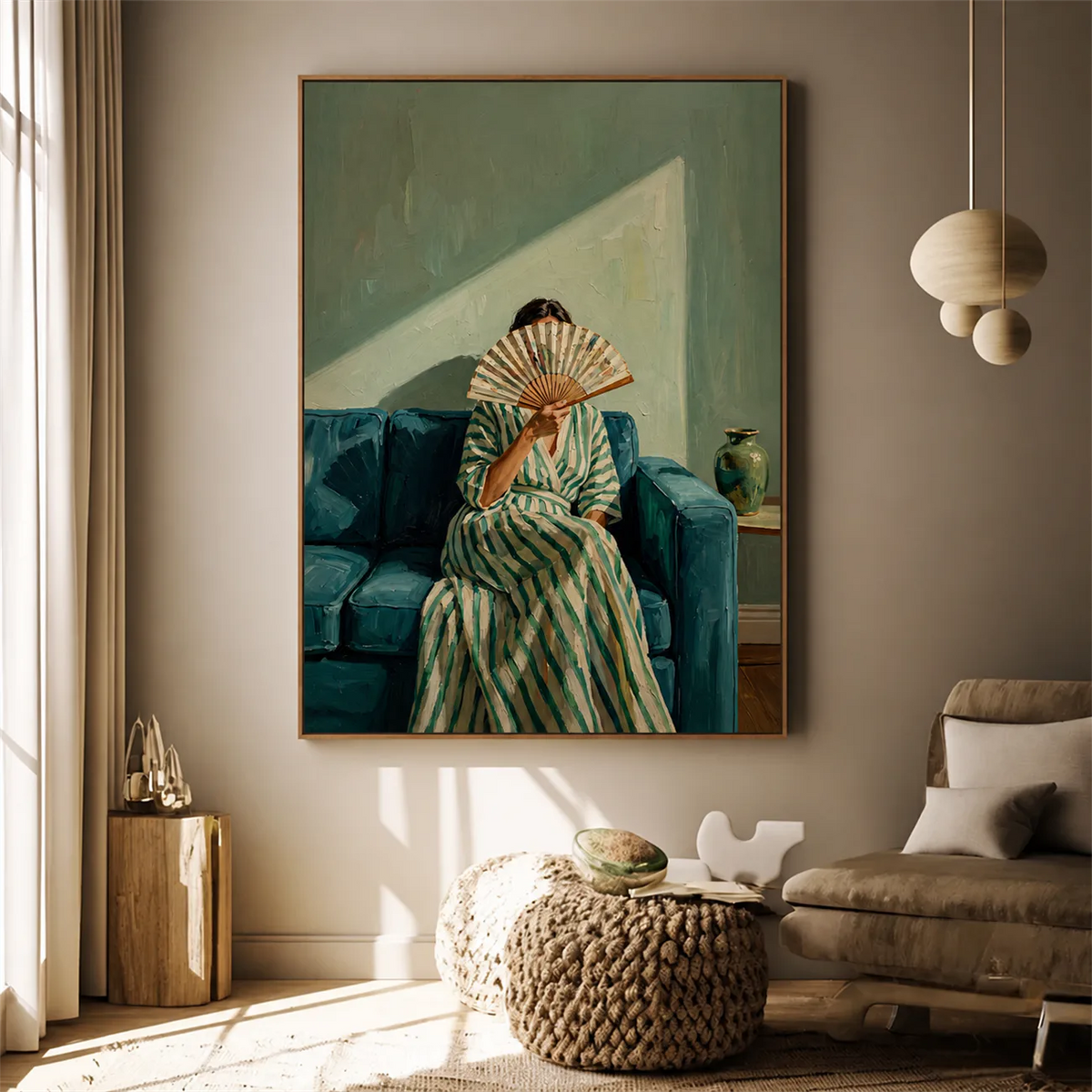 Veiled Fan Figure Wall Art styled interior scene 1 | Olyrel