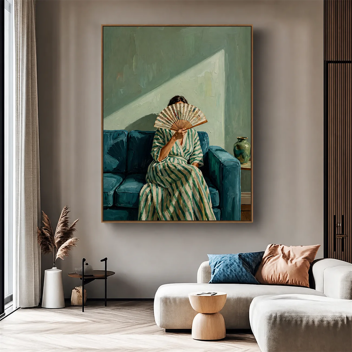 Veiled Fan Figure Wall Art styled interior scene 3 | Olyrel