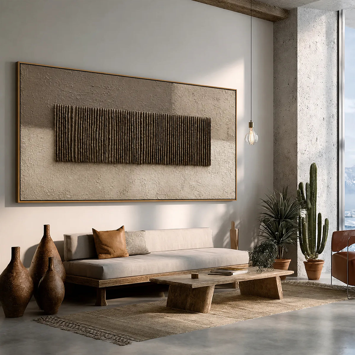 Umber Reed Relief Wall Art styled interior scene 1 | Olyrel