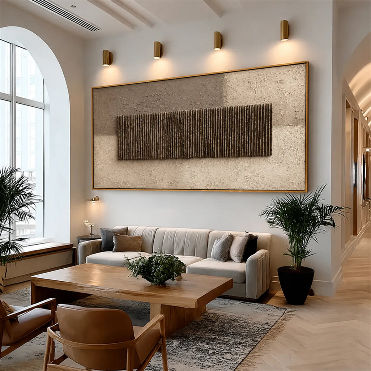 Umber Reed Relief Wall Art styled interior scene 3 | Olyrel