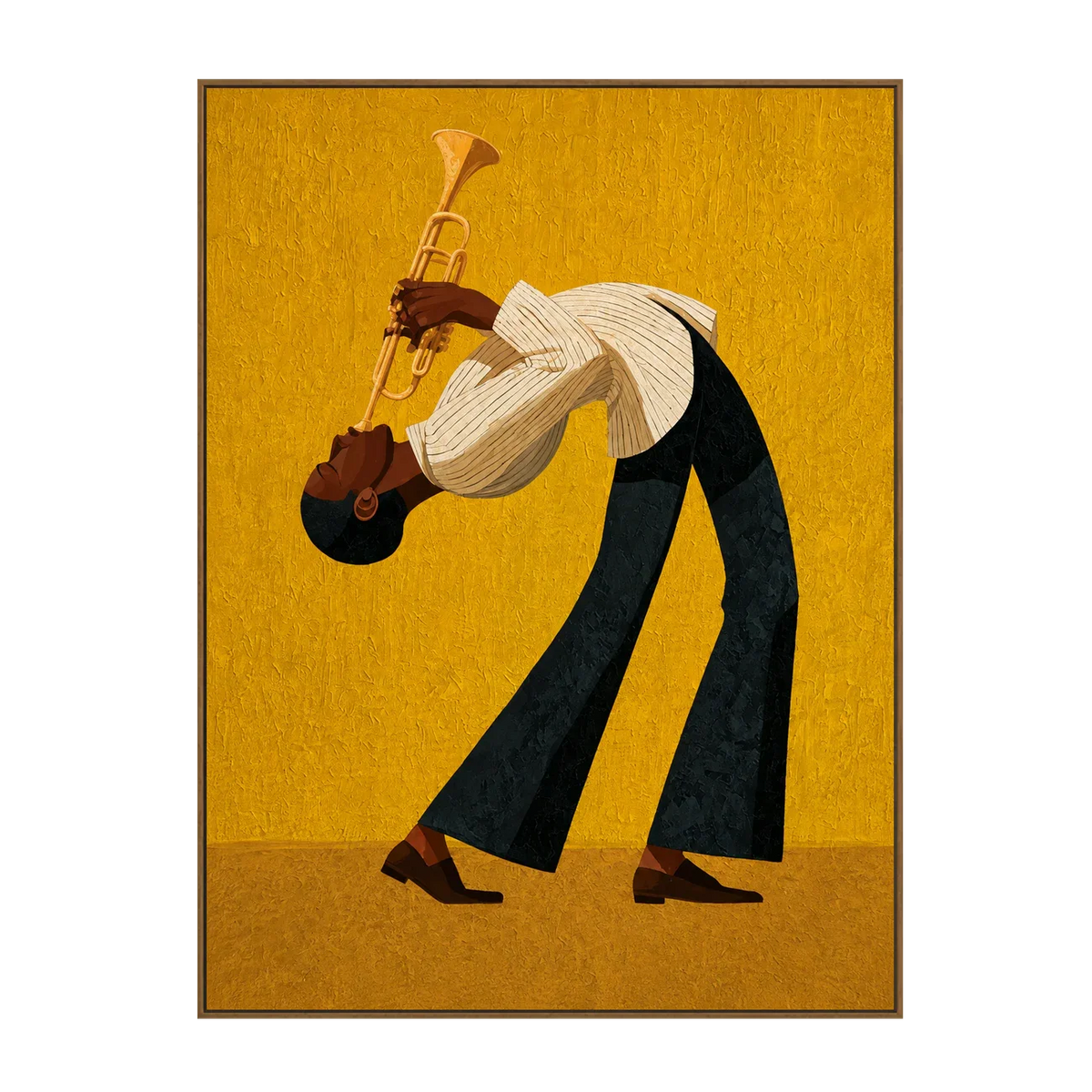 Golden Jazz Trumpeter Wall Art | Olyrel