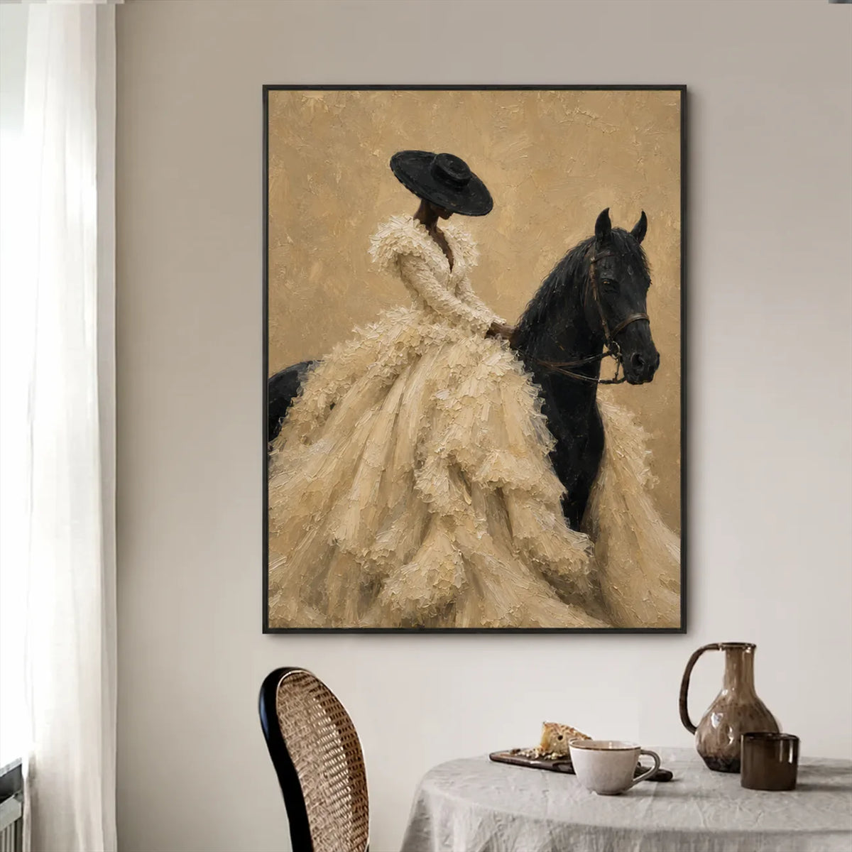 Ivory Rider Horse Wall Art styled interior scene 3 | Olyrel