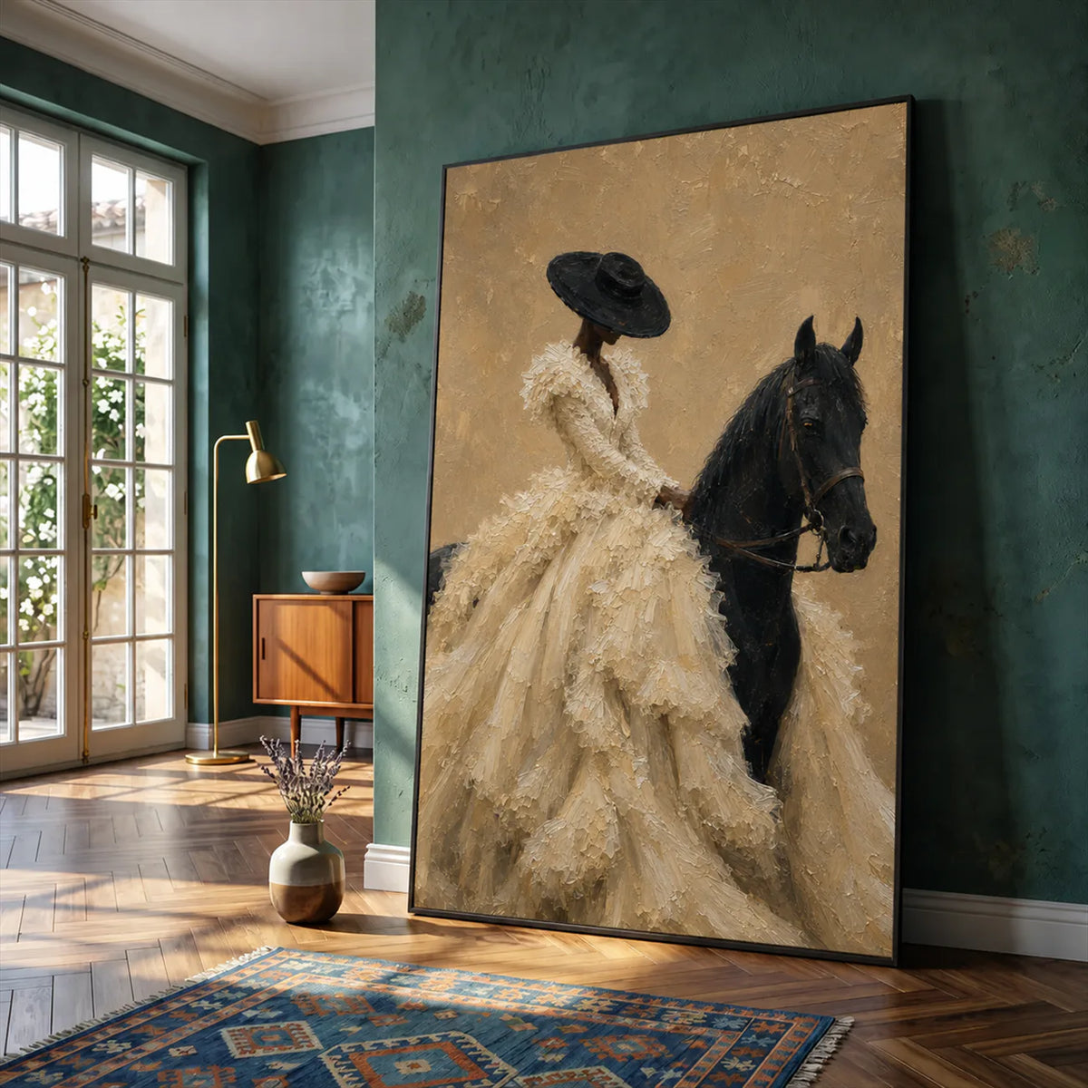Ivory Rider Horse Wall Art styled interior scene 6 | Olyrel