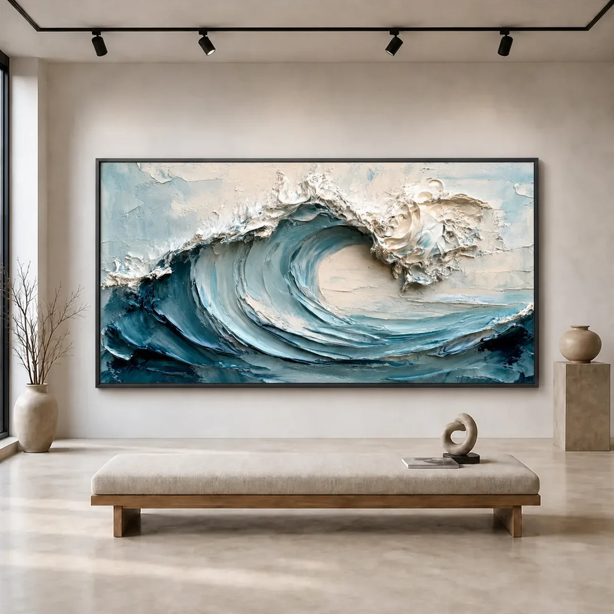 Cerulean Crest Relief Wall Art styled interior scene 5 | Olyrel