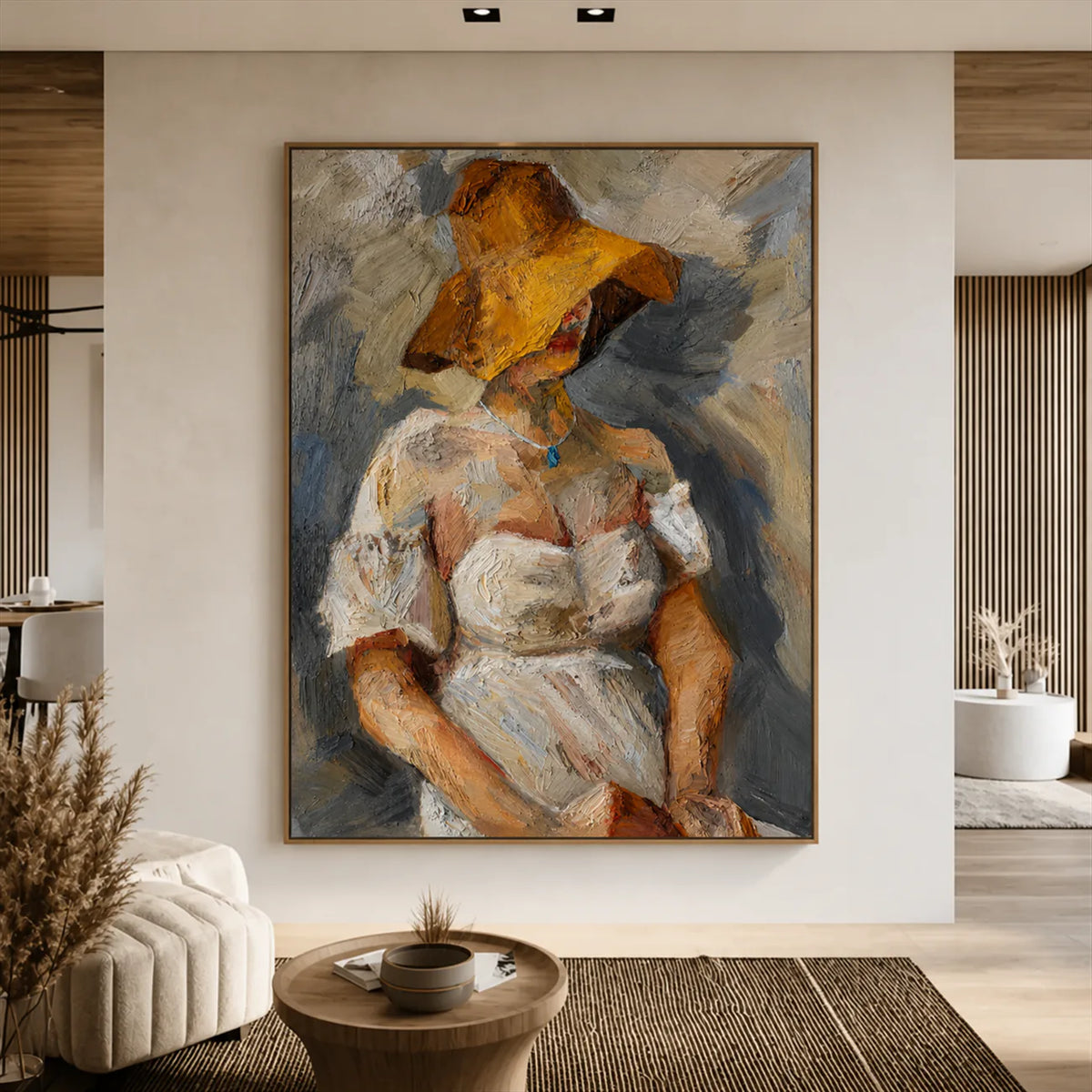 Golden Hat Figure Wall Art styled interior scene 1 | Olyrel