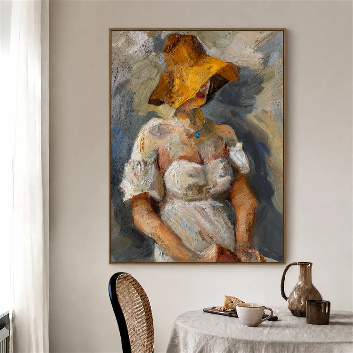 Golden Hat Figure Wall Art styled interior scene 3 | Olyrel