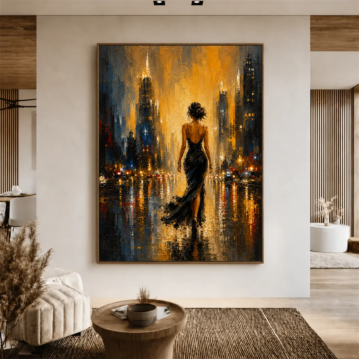Gilded Boulevard Figurative Wall Art styled interior scene 1 | Olyrel