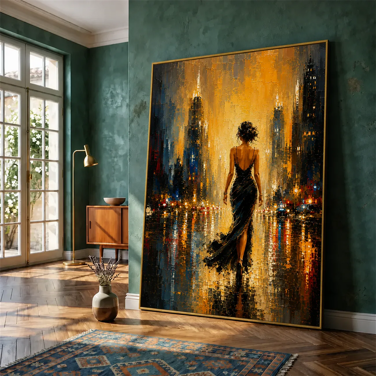 Gilded Boulevard Figurative Wall Art styled interior scene 8 | Olyrel