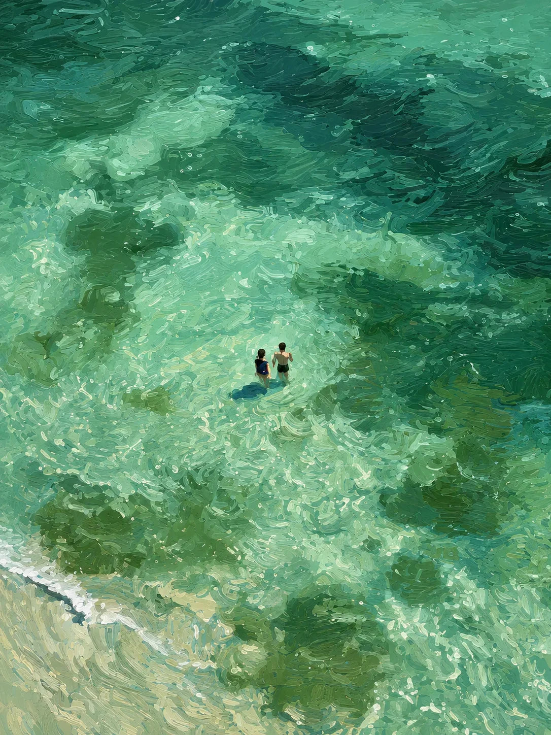 Emerald Tide Swimmers Wall Art artwork view | Olyrel