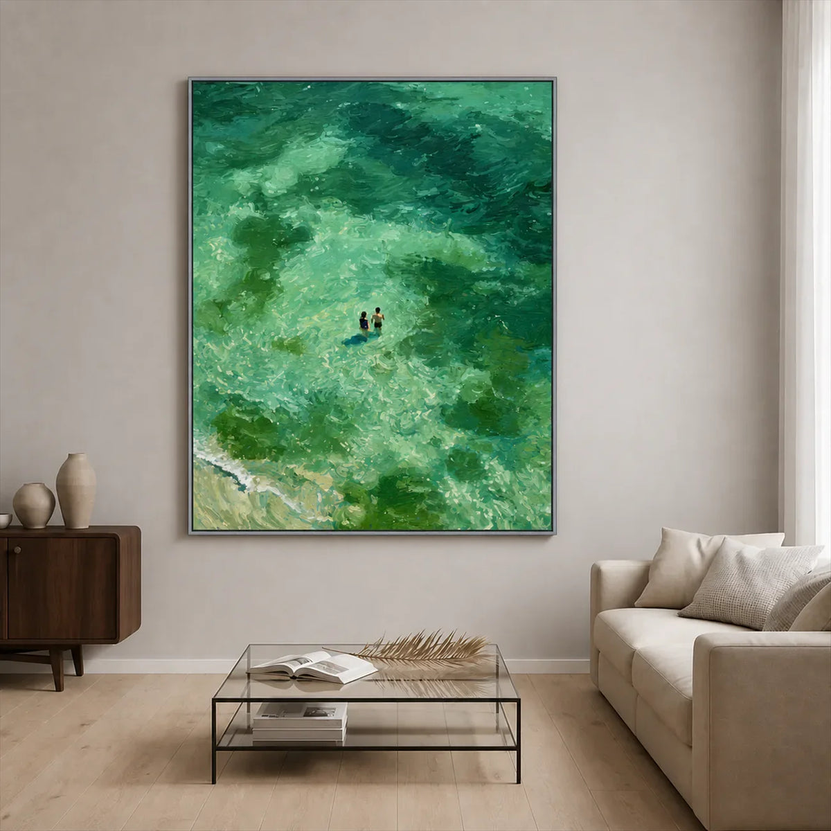 Emerald Tide Swimmers Wall Art styled interior scene 5 | Olyrel