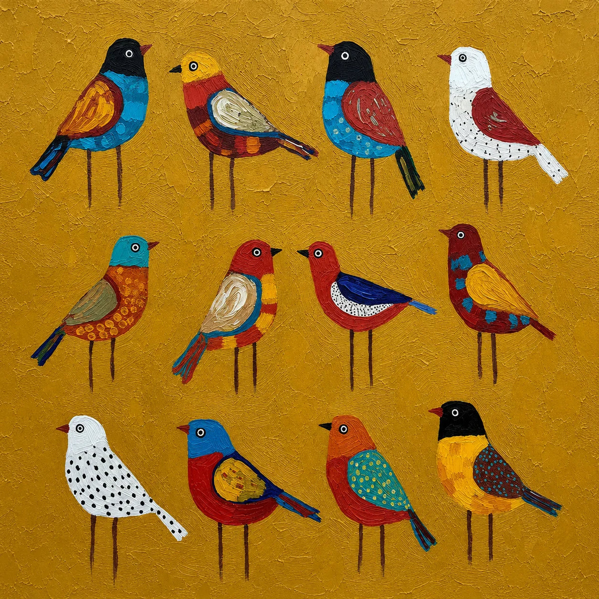 Golden Aviary Bird Wall Art artwork view | Olyrel
