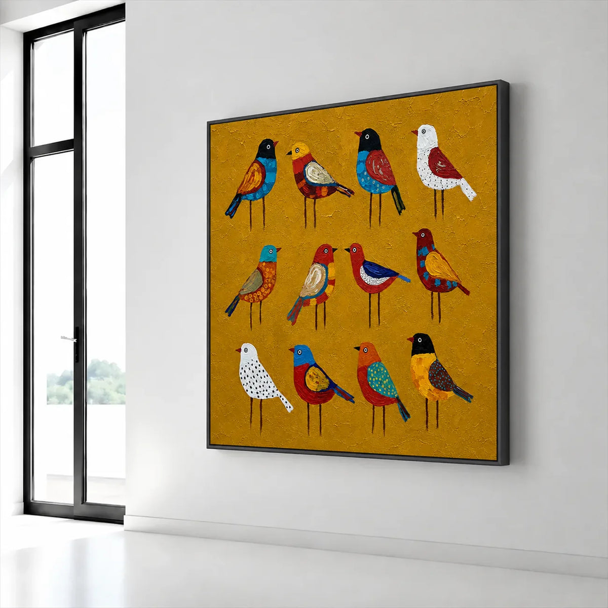 Golden Aviary Bird Wall Art styled interior scene 6 | Olyrel