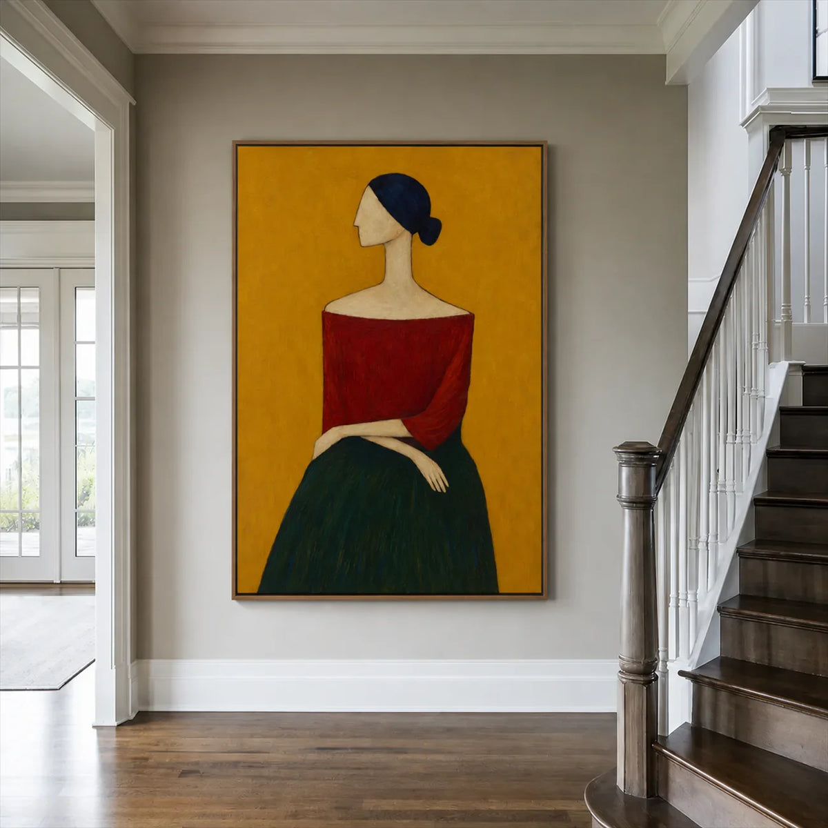 Scarlet Poise Figurative Wall Art styled interior scene 2 | Olyrel