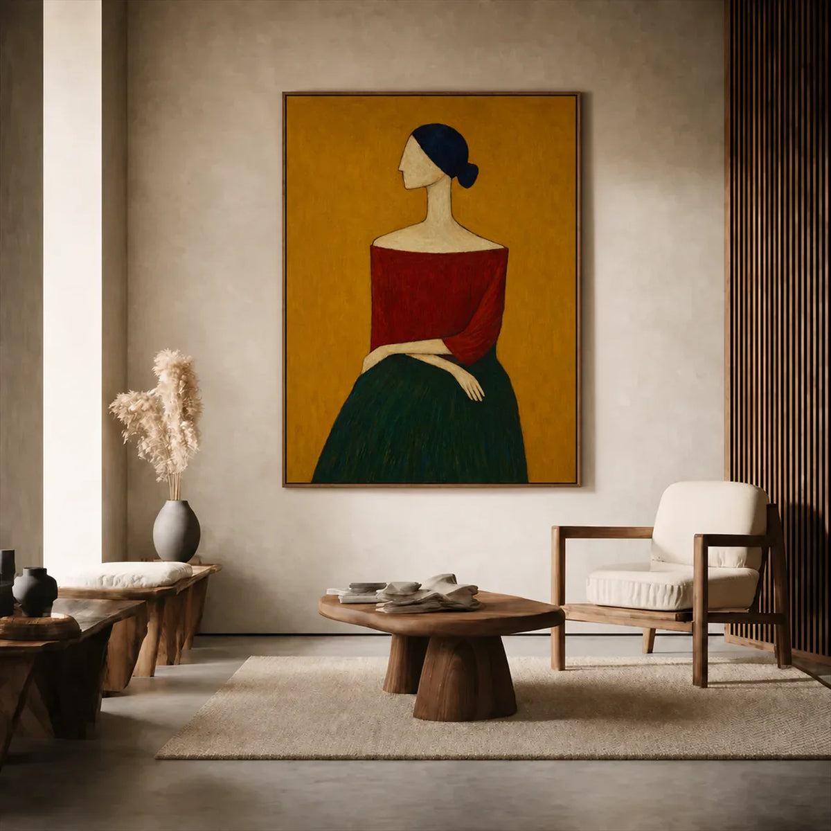 Scarlet Poise Figurative Wall Art styled interior scene 3 | Olyrel