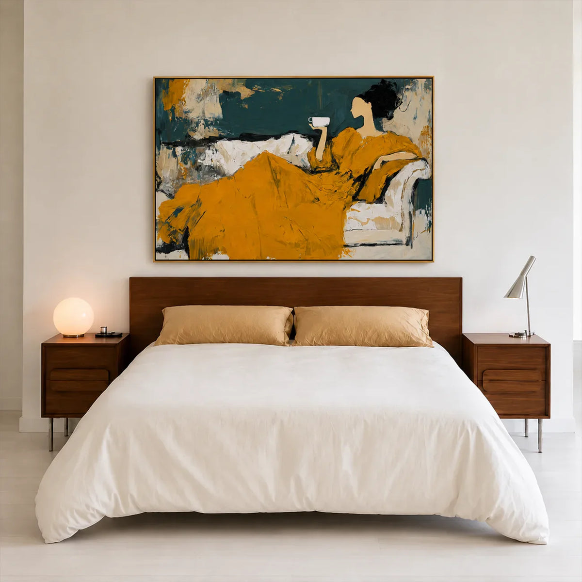 Golden Repose Figurative Wall Art styled interior scene 4 | Olyrel