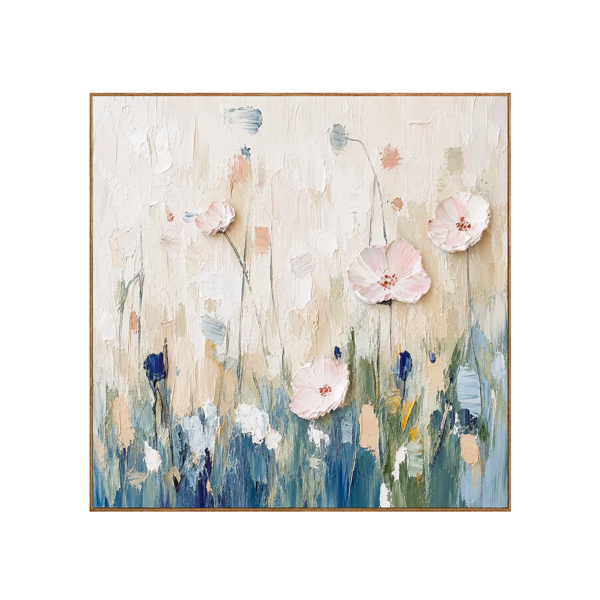 Blush Meadow Textured Floral Wall Art | Olyrel