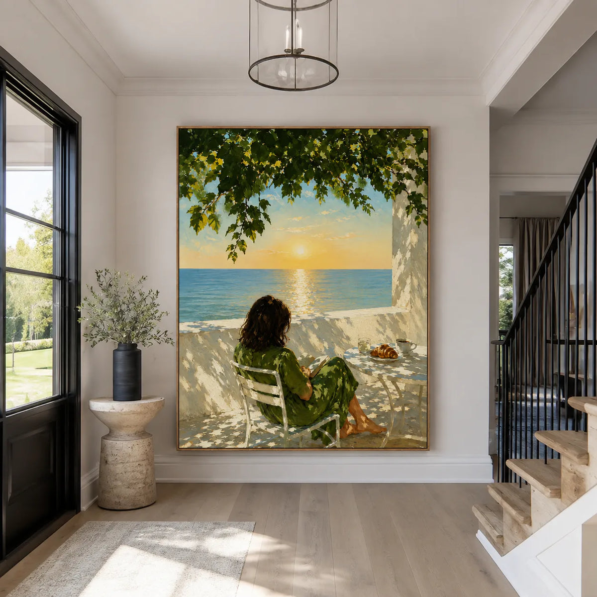 Seaside Morning Reading Wall Art styled interior scene 6 | Olyrel