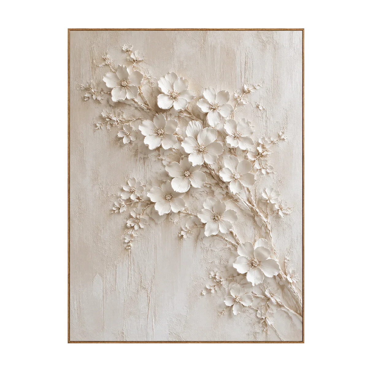 Ivory Blossom Branch Relief Wall Art | Olyrel
