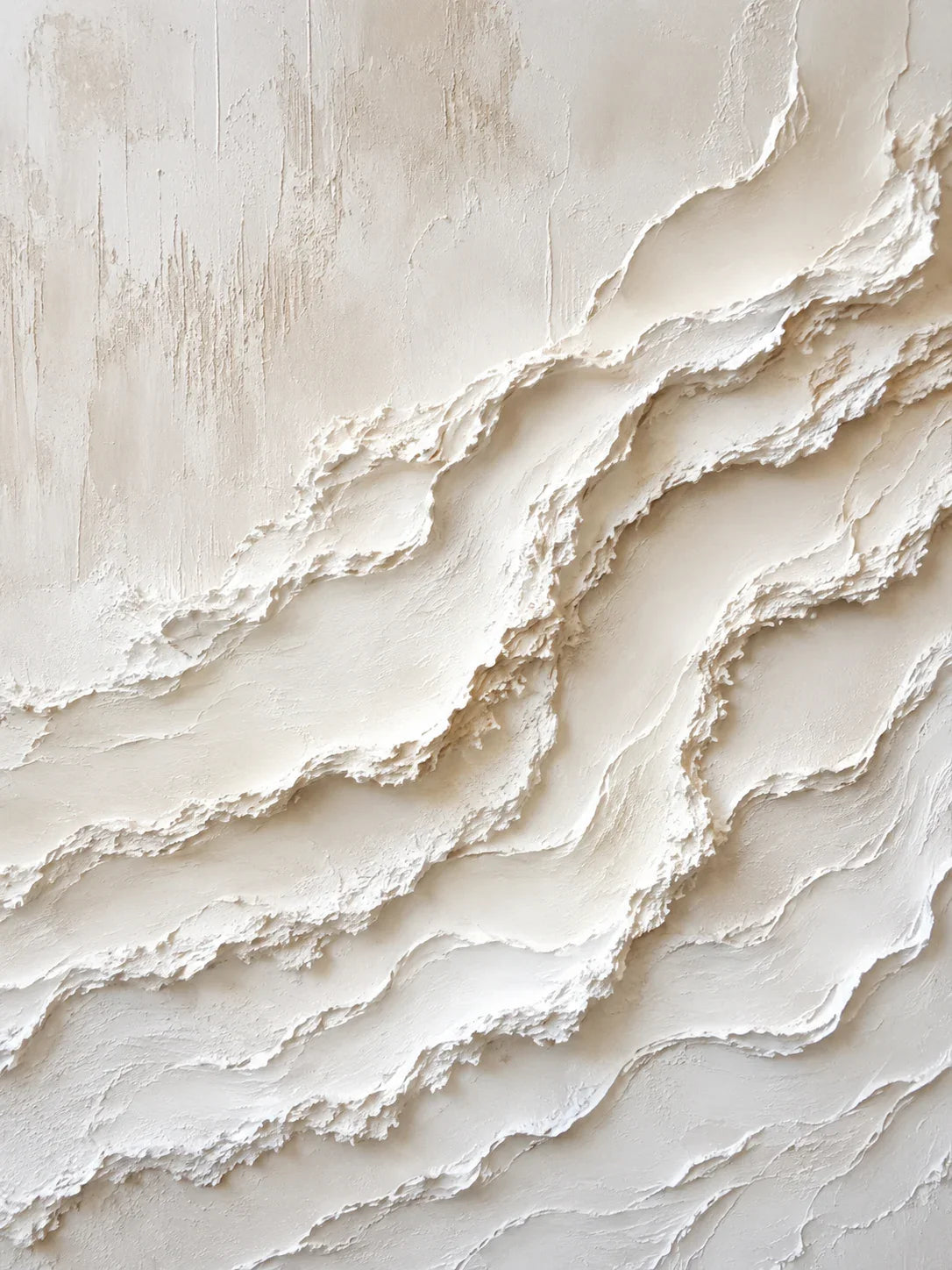 Ivory Cascade Textured Relief Wall Art artwork view | Olyrel