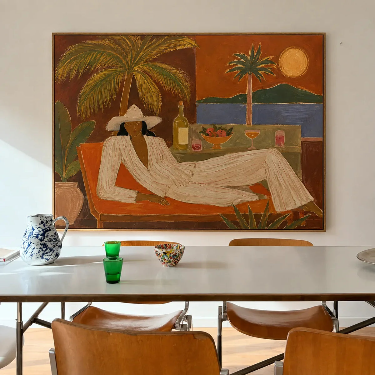 Sunset Terrace Leisure Figurative Wall Art styled interior scene 1 | Olyrel
