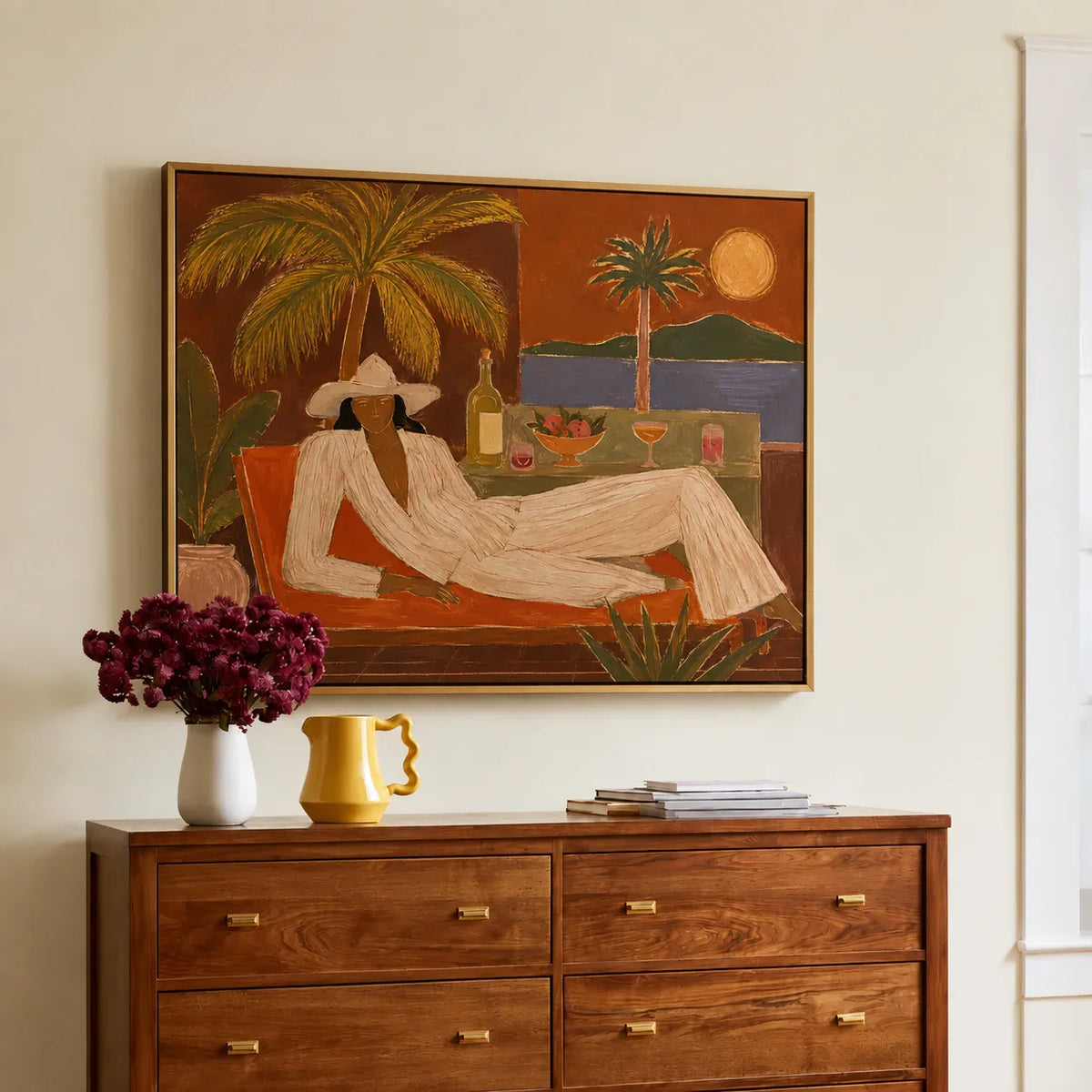 Sunset Terrace Leisure Figurative Wall Art styled interior scene 5 | Olyrel
