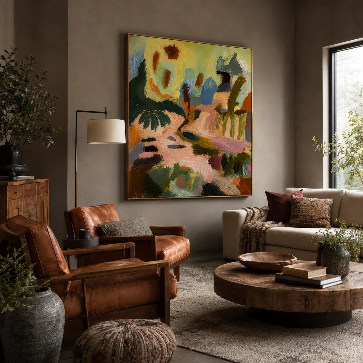 Pastel Garden Passage Abstract Wall Art styled interior scene 3 | Olyrel