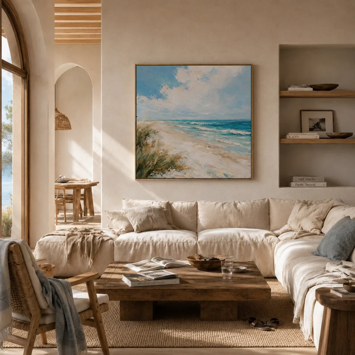 Shoreline Breeze Coastal Wall Art shown in a quiet home office | Olyrel