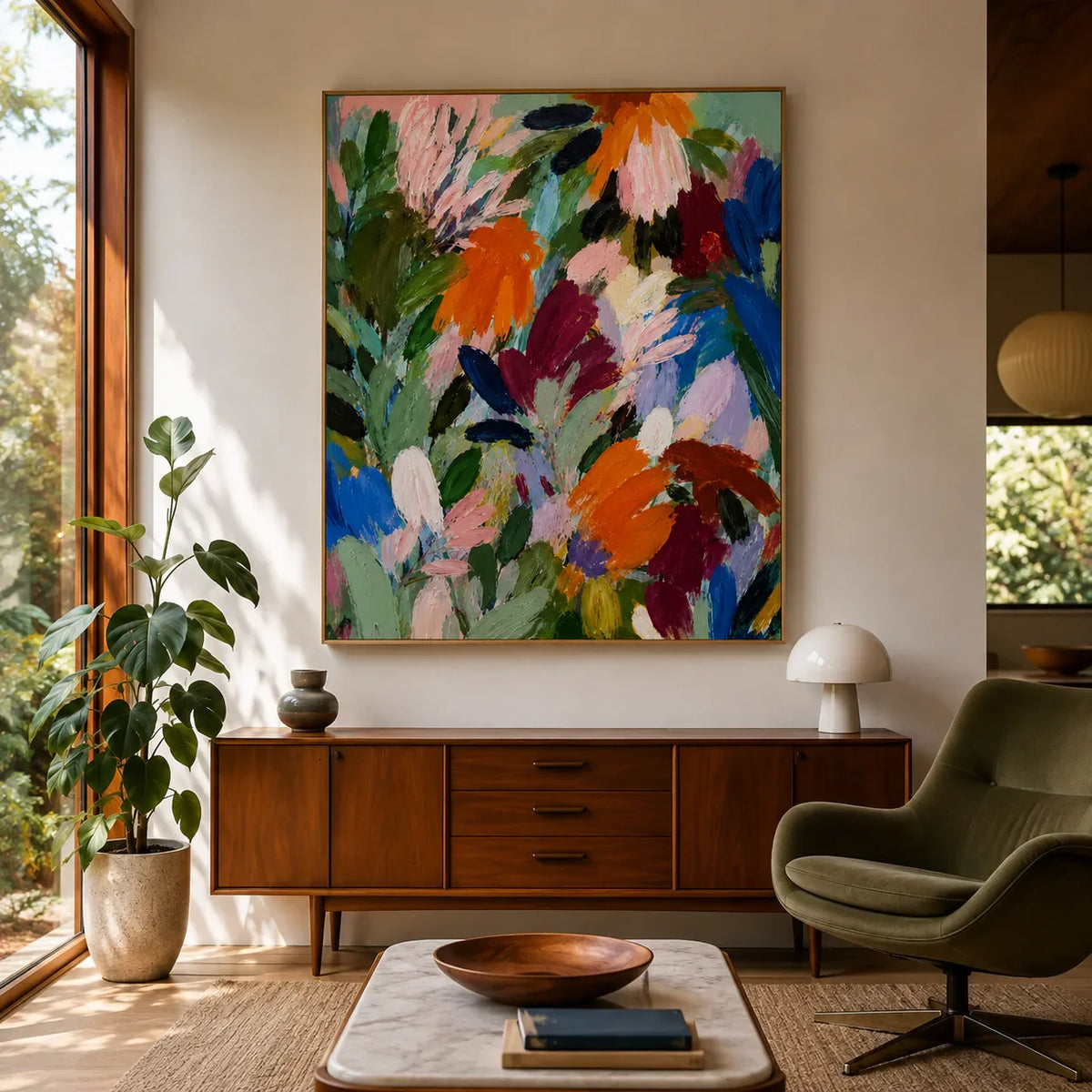 Wildflower Symphony Colorful Floral Wall Art styled interior scene 1 | Olyrel