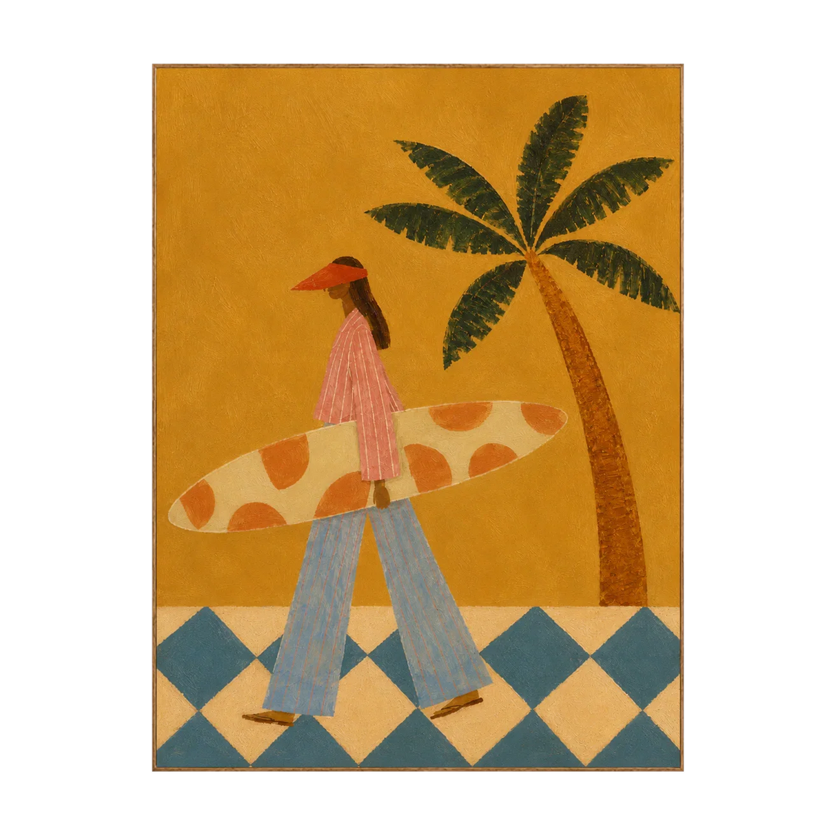Golden Coast Surfer Figurative Wall Art | Olyrel