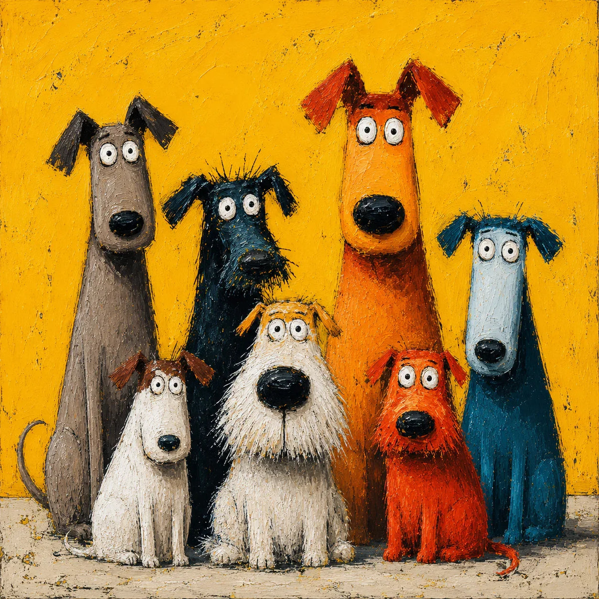 Whimsical Dog Family Wall Art artwork view | Olyrel