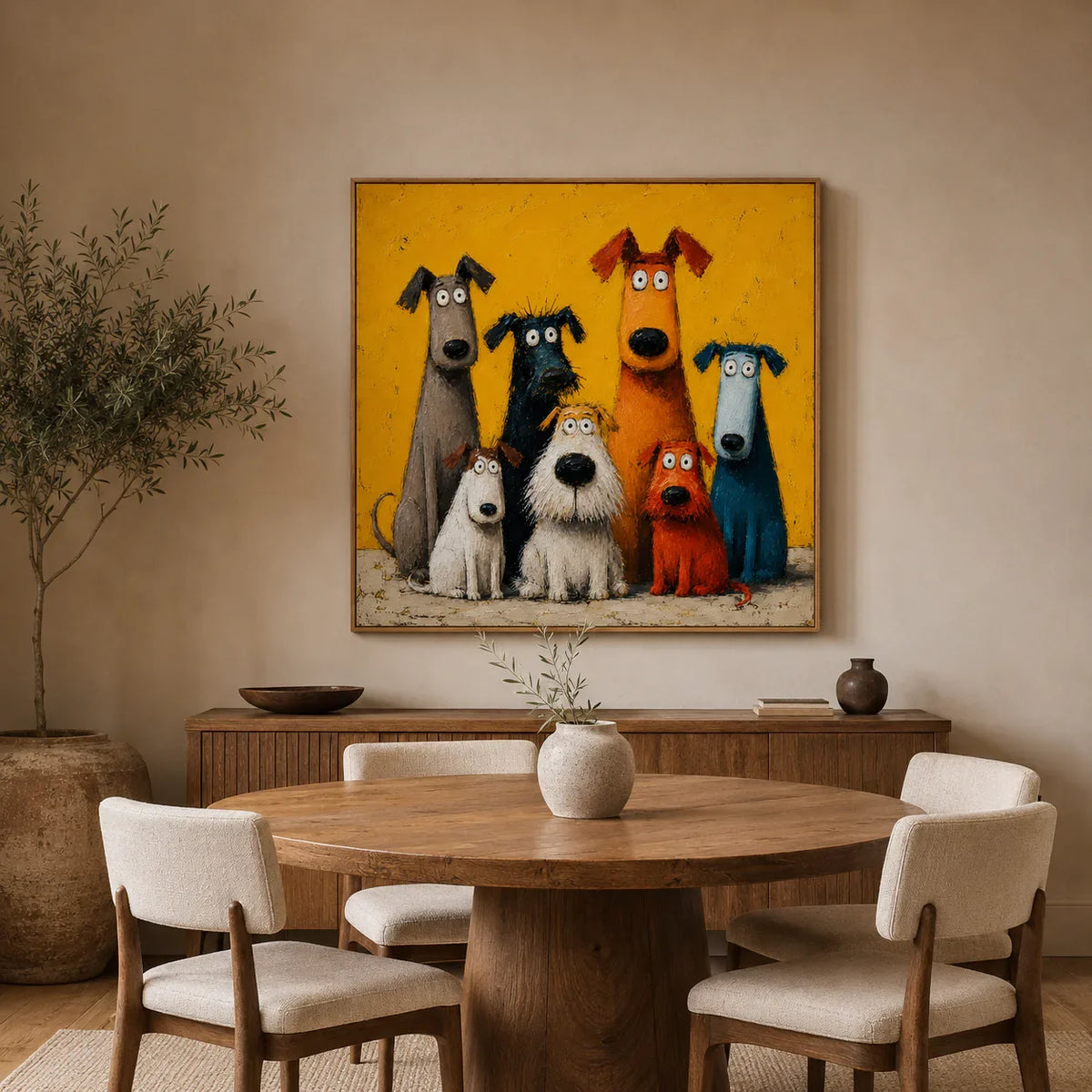 Whimsical Dog Family Wall Art styled interior scene 2 | Olyrel