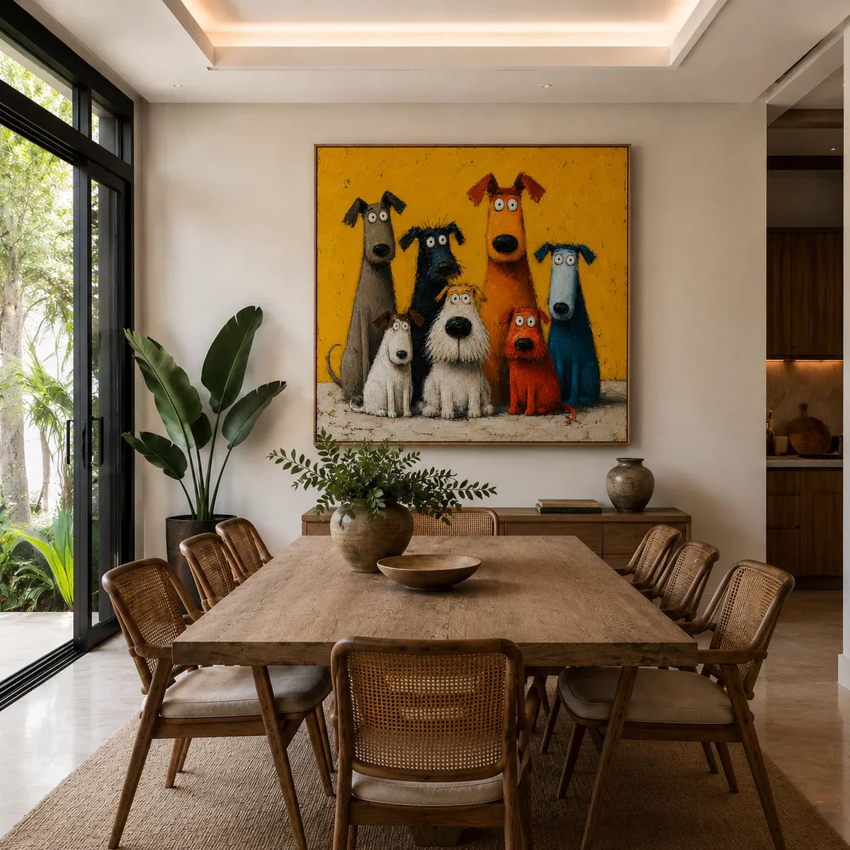Whimsical Dog Family Wall Art styled interior scene 4 | Olyrel