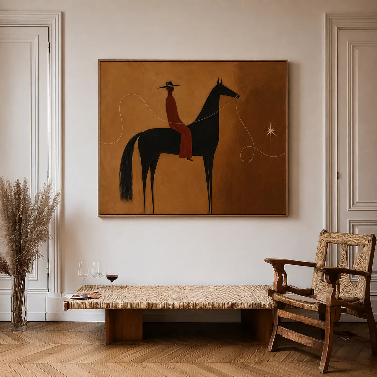 Lone Rider Under Western Star Wall Art styled interior scene 1 | Olyrel